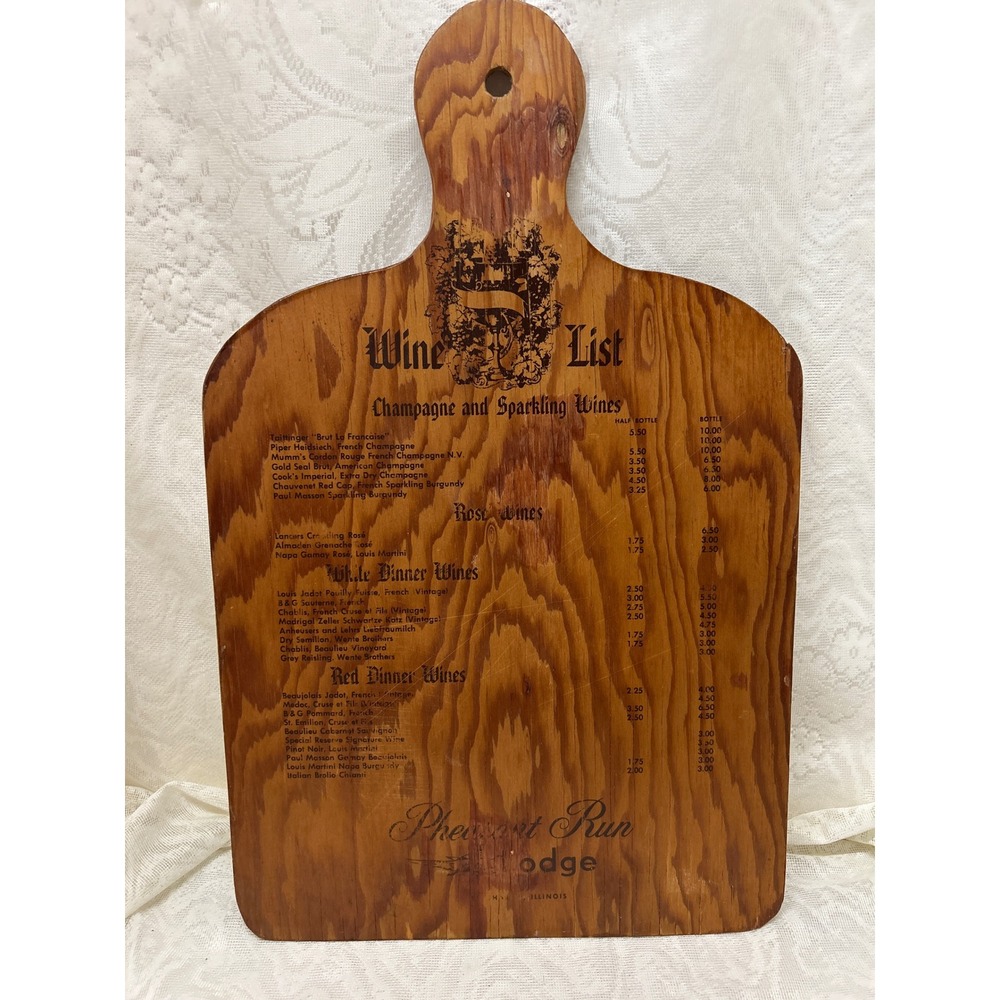 RARE Vintage 1960s Pheasant Run Lodge Wooden Menu Board St Charles Illinois
